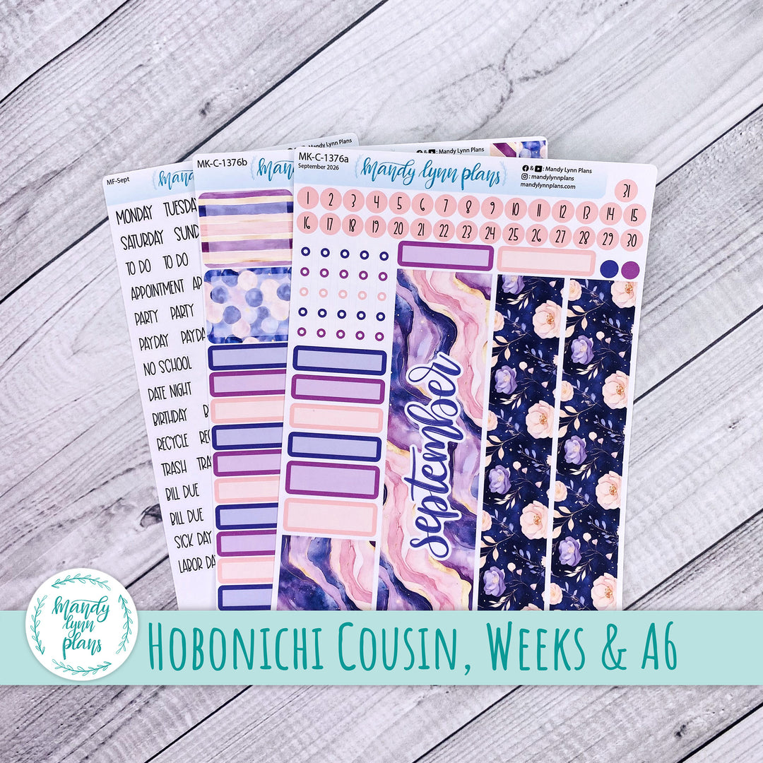 September 2026 or Any Month Monthly Kit || Hobonichi Cousin, Weeks, A6 || Fantasy Gardens || 376