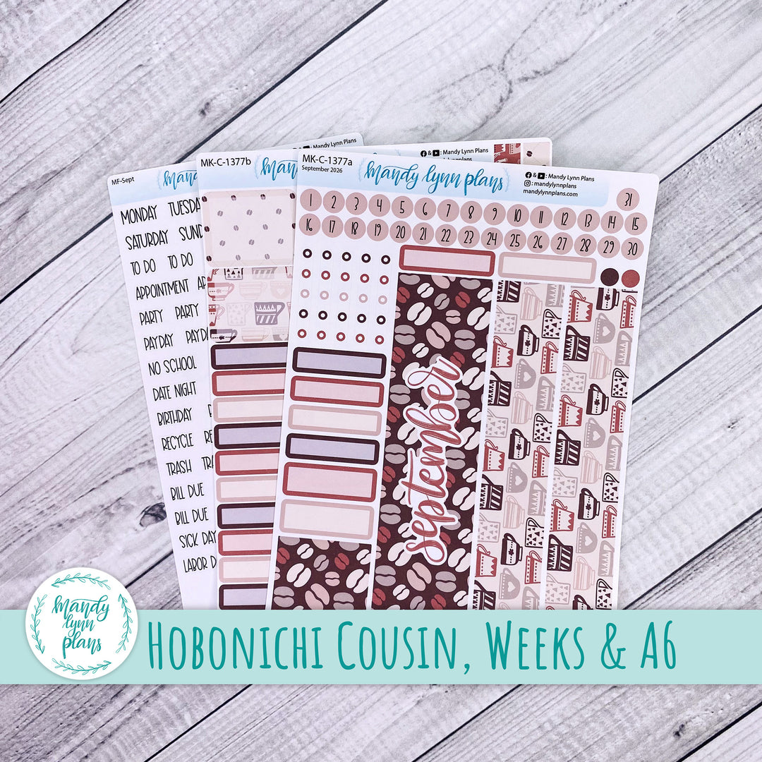 September 2026 or Any Month Monthly Kit || Hobonichi Cousin, Weeks, A6 || Coffee Lover || 377