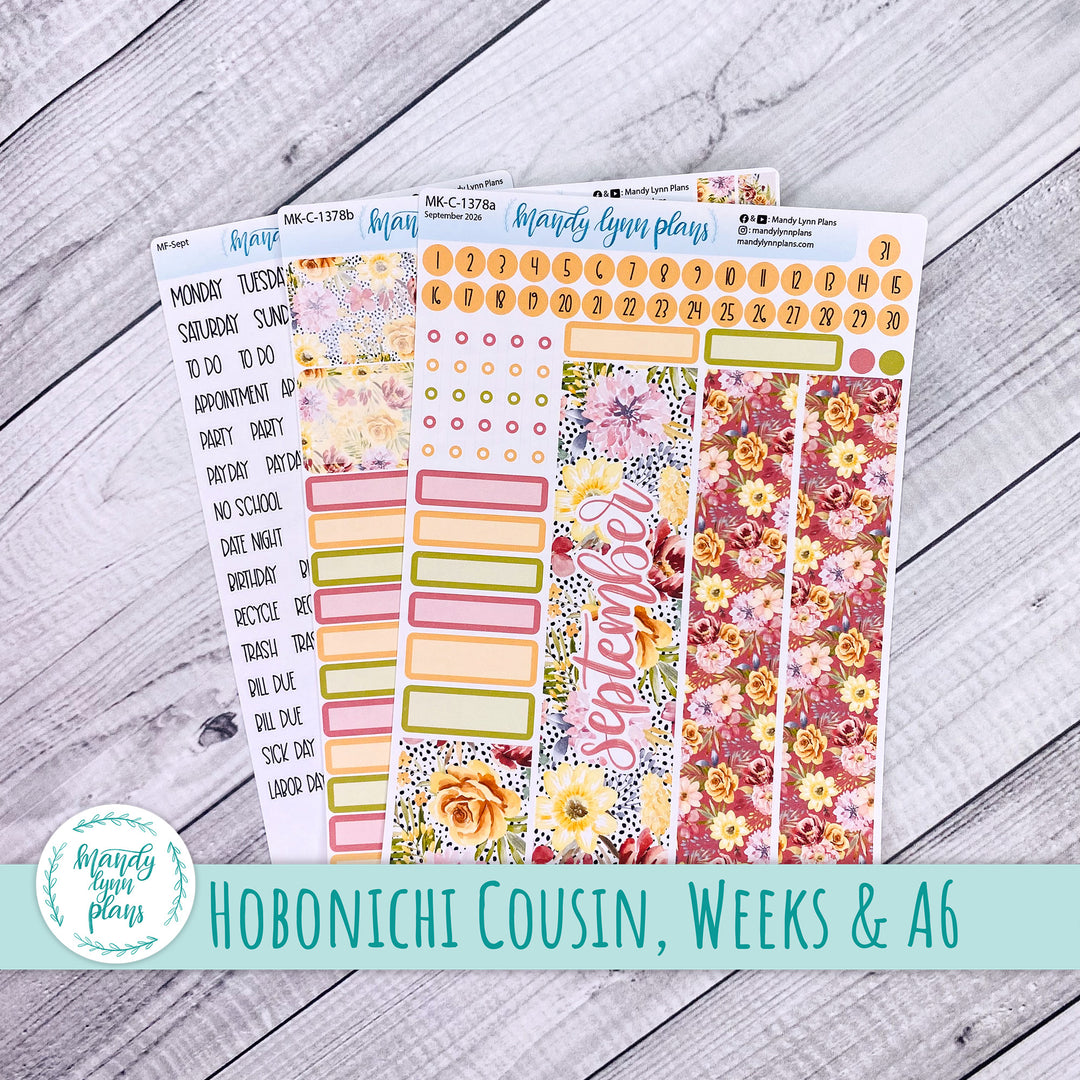 September 2026 or Any Month Monthly Kit || Hobonichi Cousin, Weeks, A6 || Marigold Dreams || 378