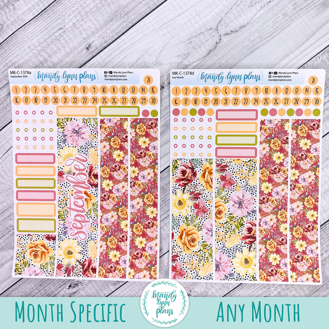 September 2026 or Any Month Monthly Kit || Hobonichi Cousin, Weeks, A6 || Marigold Dreams || 378