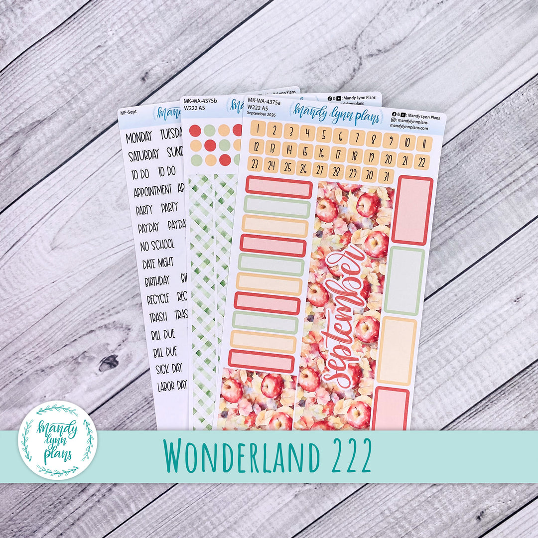 September 2026 or Any Month Monthly Kit || Wonderland 222 A5, B6, A6 || Falling Apples || 375