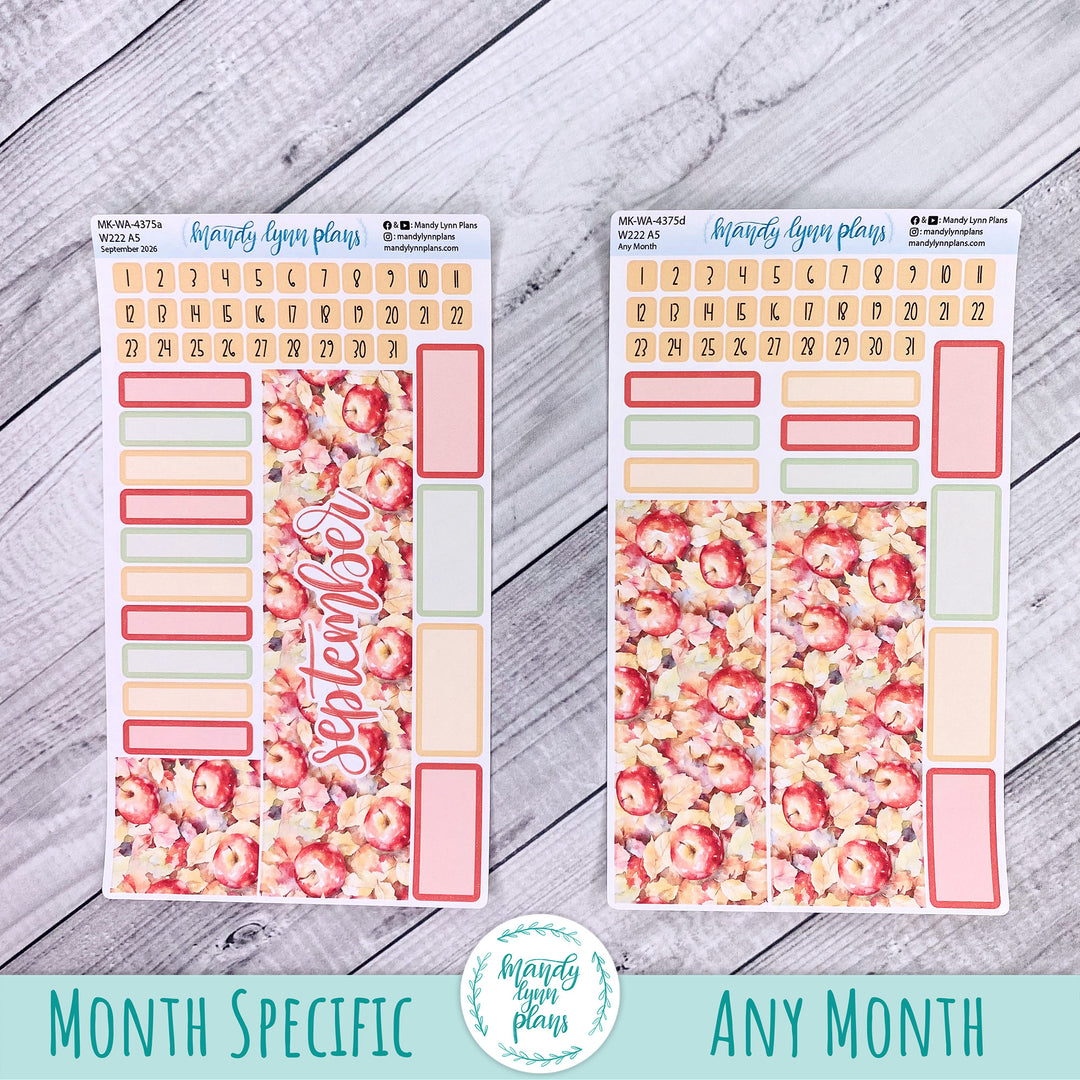 September 2026 or Any Month Monthly Kit || Wonderland 222 A5, B6, A6 || Falling Apples || 375