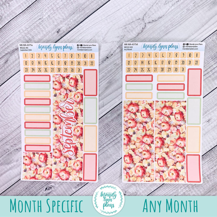 September 2026 or Any Month Monthly Kit || Wonderland 222 A5, B6, A6 || Falling Apples || 375