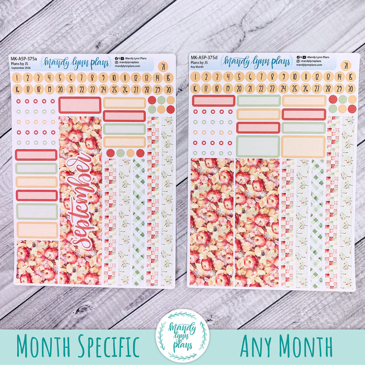 September 2026 or Any Month Monthly Kit || A5, B6, A6 Plans by Just Scribble || Falling Apples || 375