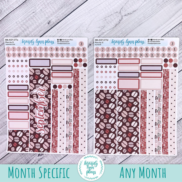 September 2026 or Any Month Monthly Kit || A5, B6, A6 Plans by Just Scribble || Coffee Lover || 377