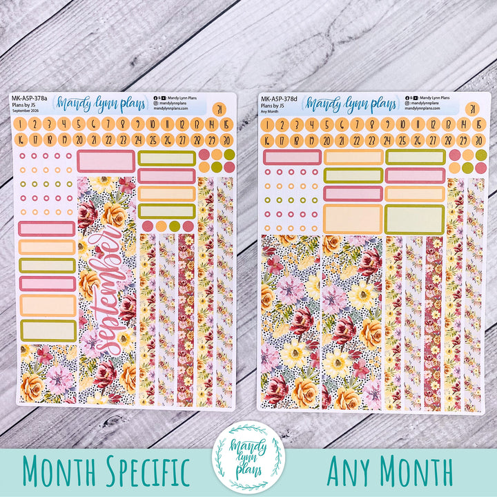 September 2026 or Any Month Monthly Kit || A5, B6, A6 Plans by Just Scribble || Marigold Dreams || 378