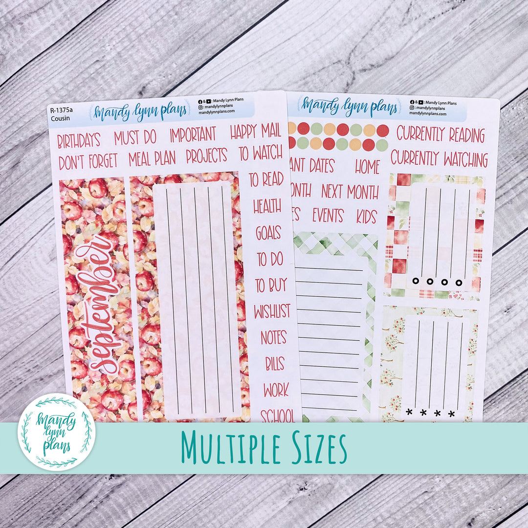 September Dashboard Kit || Hobonichi, Common Planner, Wonderland 222, Plans by Just Scribble || Falling Apples || 375