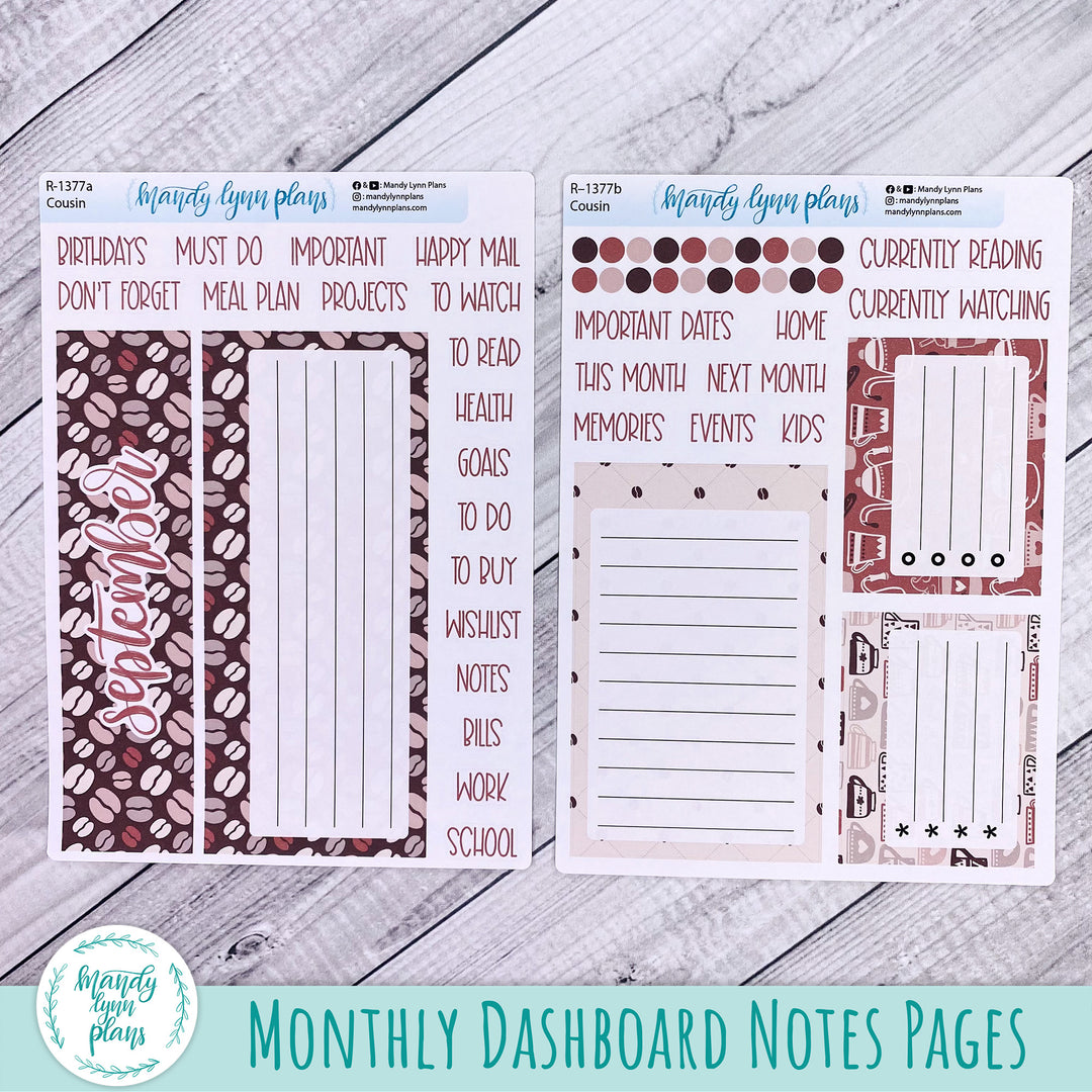September Dashboard Kit || Hobonichi, Common Planner, Wonderland 222, Plans by Just Scribble || Coffee Lover || 377