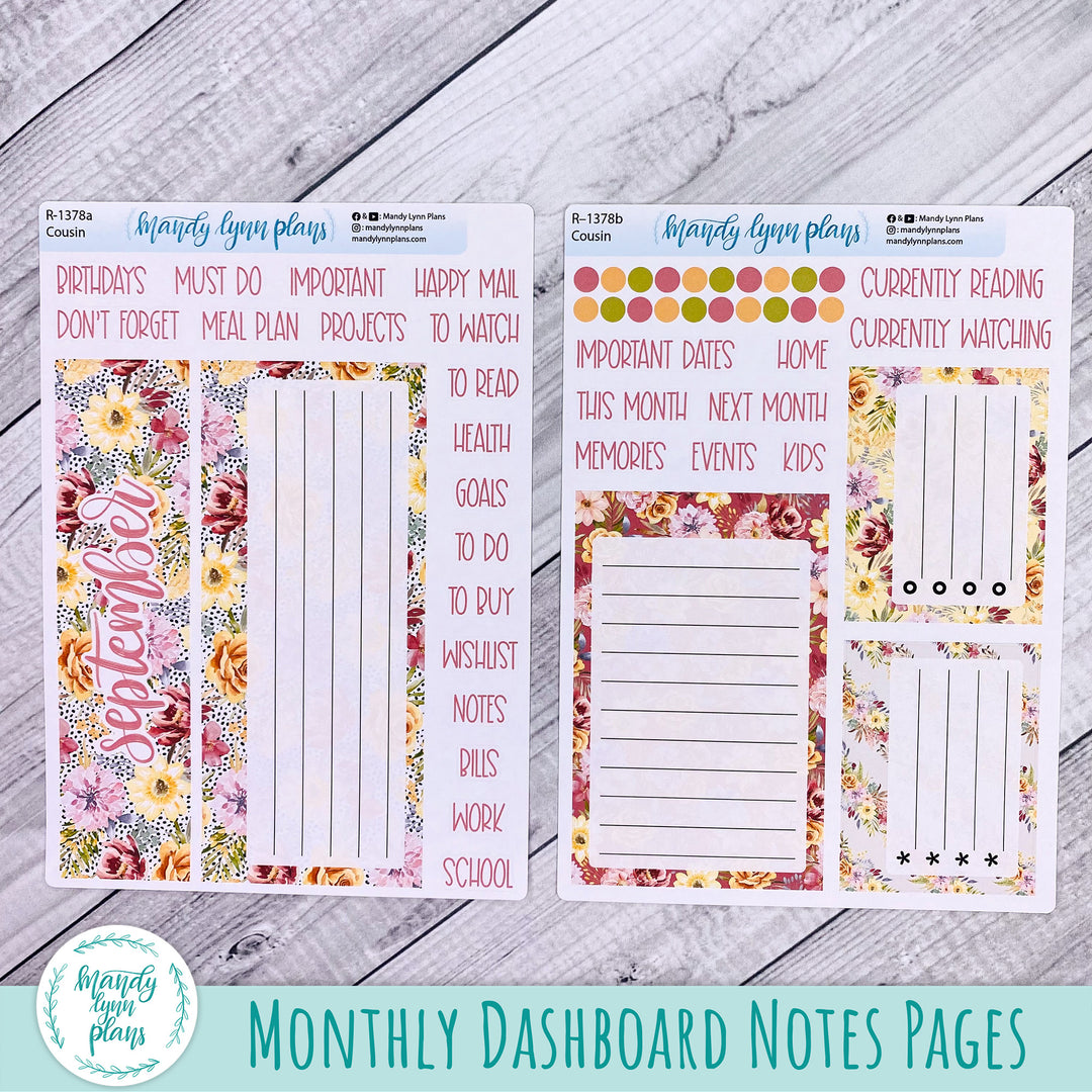 September Dashboard Kit || Hobonichi, Common Planner, Wonderland 222, Plans by Just Scribble || Marigold Dreams || 378