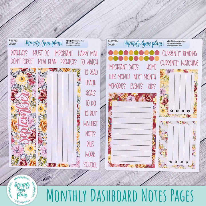 September Dashboard Kit || Hobonichi, Common Planner, Wonderland 222, Plans by Just Scribble || Marigold Dreams || 378