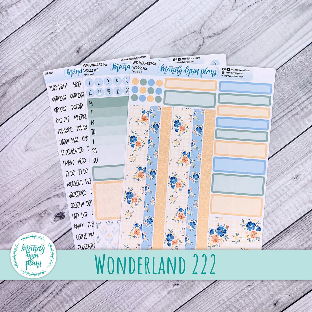 Weekly Kit || Wonderland 222 A5, B6, A6 || Stacked, Unstacked, Horizontal || Falling for Floral || 379