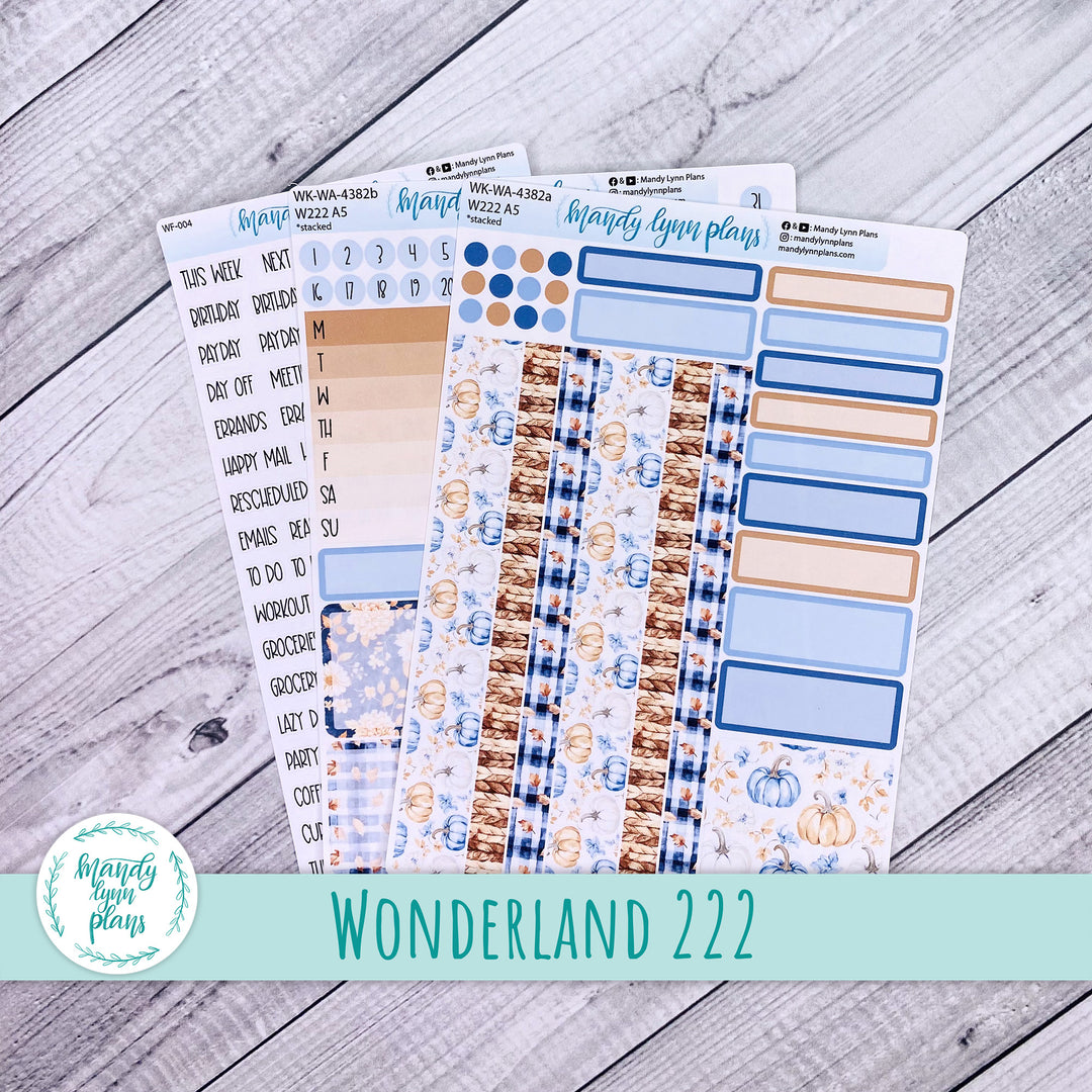 Weekly Kit || Wonderland 222 A5, B6, A6 || Stacked, Unstacked, Horizontal || Pumpkin Plaid || 382
