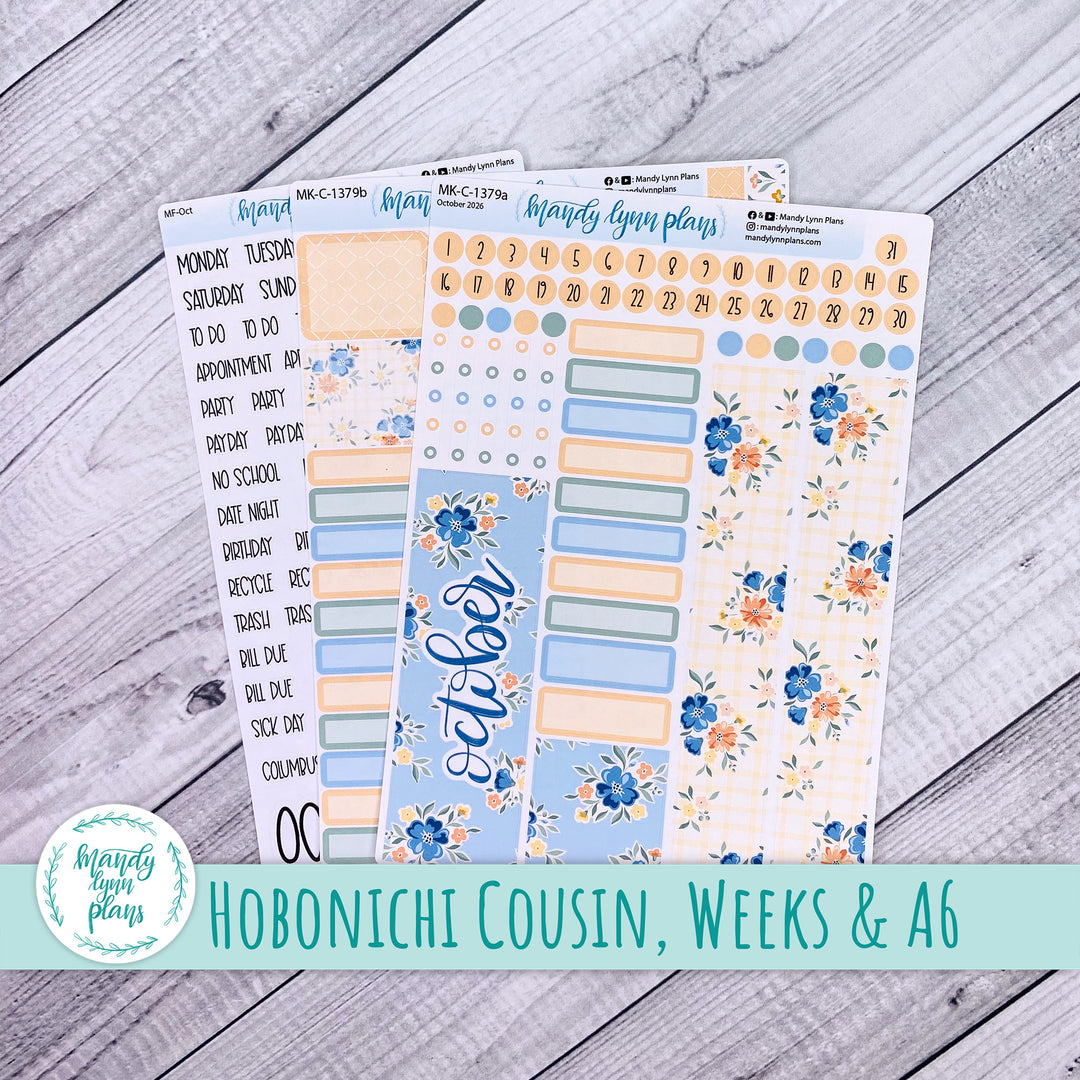 October 2026 or Any Month Monthly Kit || Hobonichi Cousin, Weeks, A6 || Falling for Floral || 379