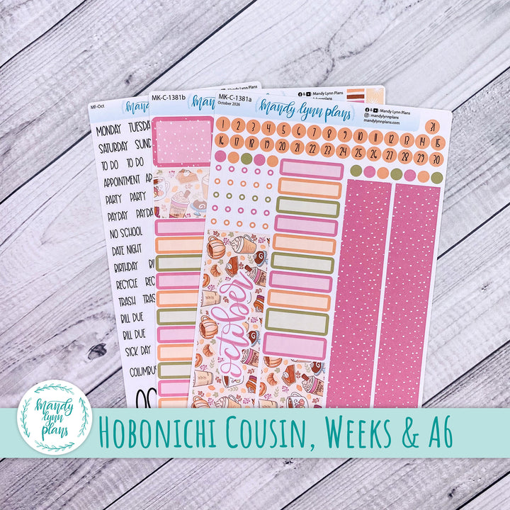 October 2026 or Any Month Monthly Kit || Hobonichi Cousin, Weeks, A6 || Cozy Cravings || 381