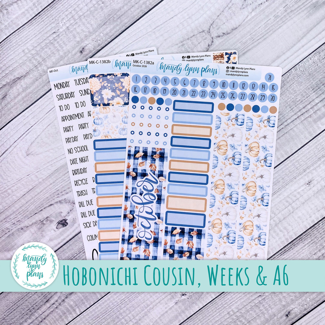 October 2026 or Any Month Monthly Kit || Hobonichi Cousin, Weeks, A6 || Pumpkin Plaid || 382
