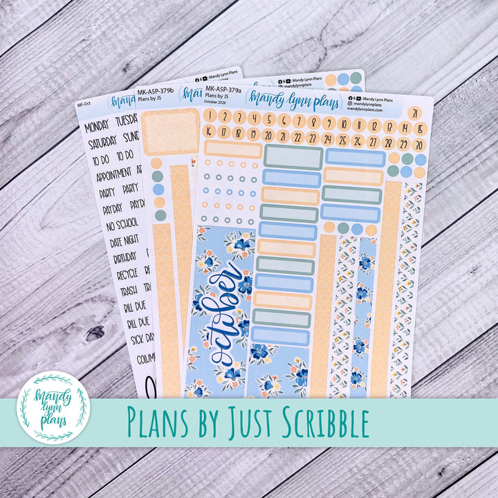 October 2026 or Any Month Monthly Kit || A5, B6, A6 Plans by Just Scribble || Falling for Floral || 379