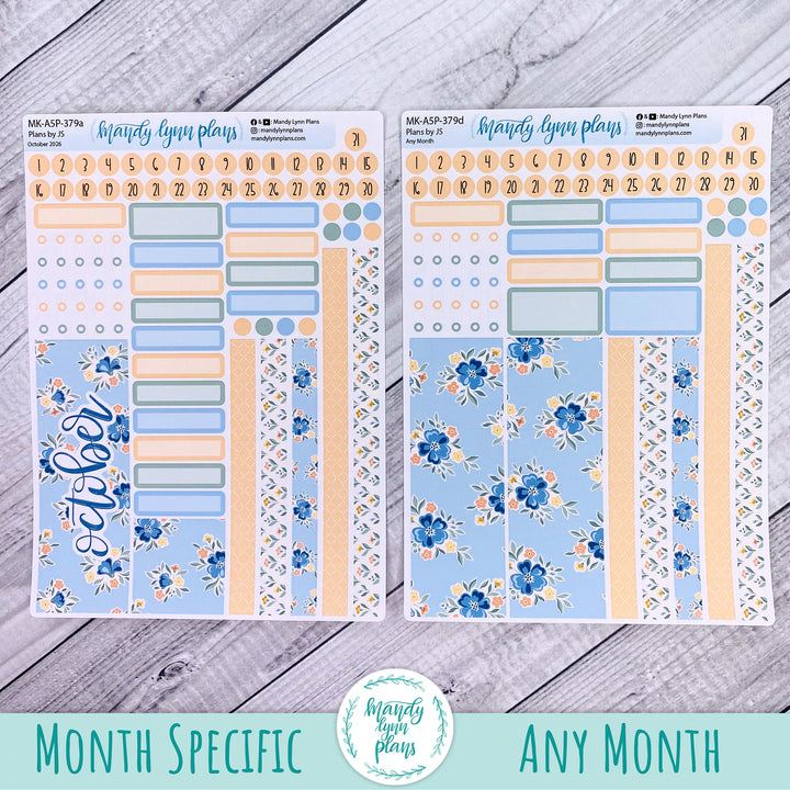 October 2026 or Any Month Monthly Kit || A5, B6, A6 Plans by Just Scribble || Falling for Floral || 379