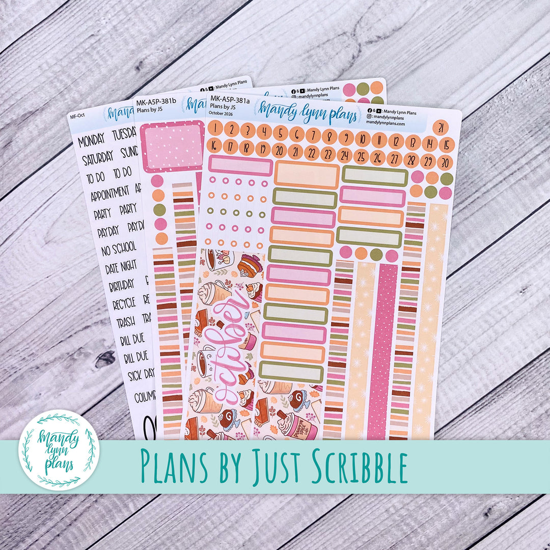 October 2026 or Any Month Monthly Kit || A5, B6, A6 Plans by Just Scribble || Cozy Cravings || 381