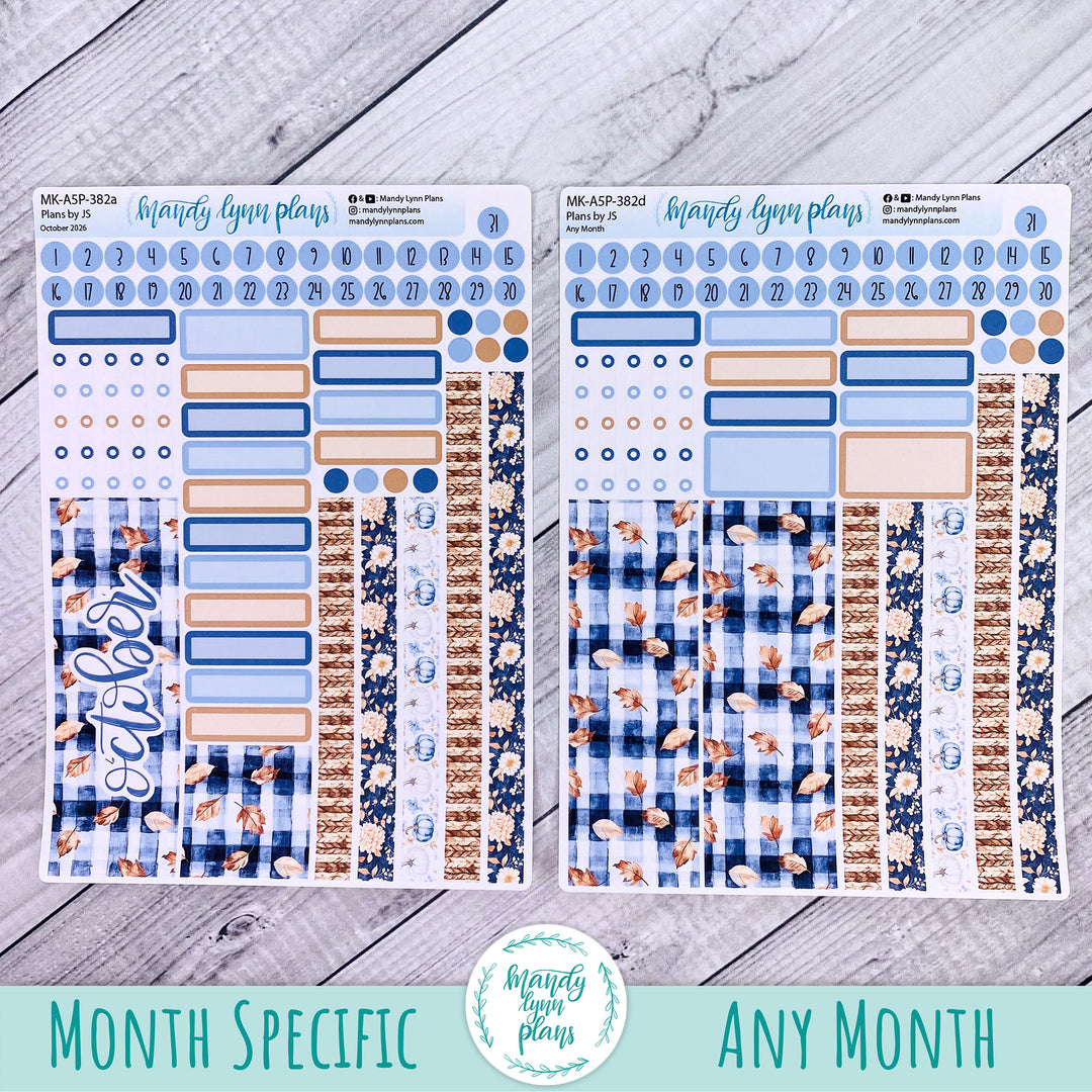 October 2026 or Any Month Monthly Kit || A5, B6, A6 Plans by Just Scribble || Pumpkin Plaid || 382