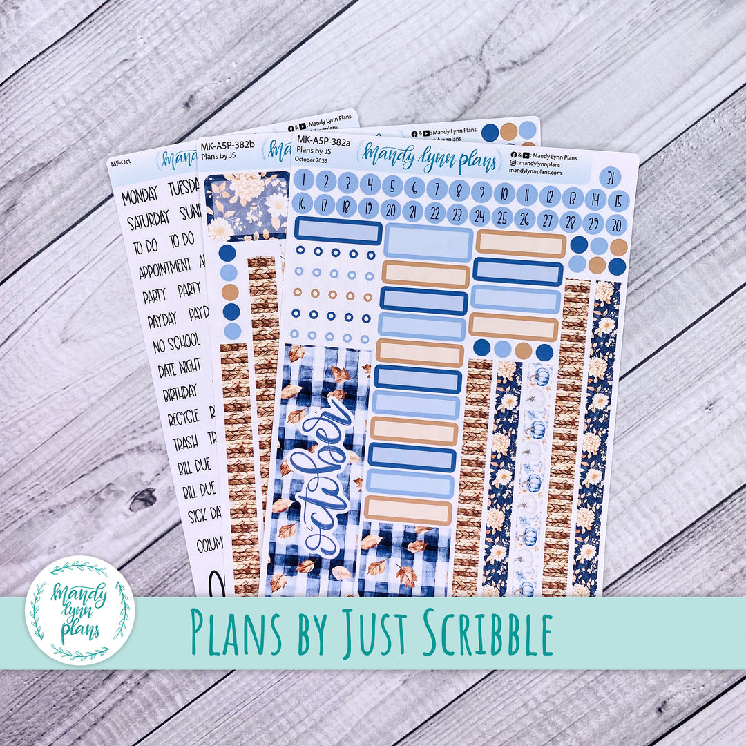 October 2026 or Any Month Monthly Kit || A5, B6, A6 Plans by Just Scribble || Pumpkin Plaid || 382