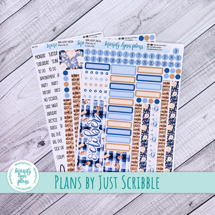 October 2026 or Any Month Monthly Kit || A5, B6, A6 Plans by Just Scribble || Pumpkin Plaid || 382