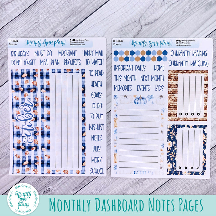 October Dashboard Kit || Hobonichi, Common Planner, Wonderland 222, Plans by Just Scribble || Pumpkin Plaid || 382