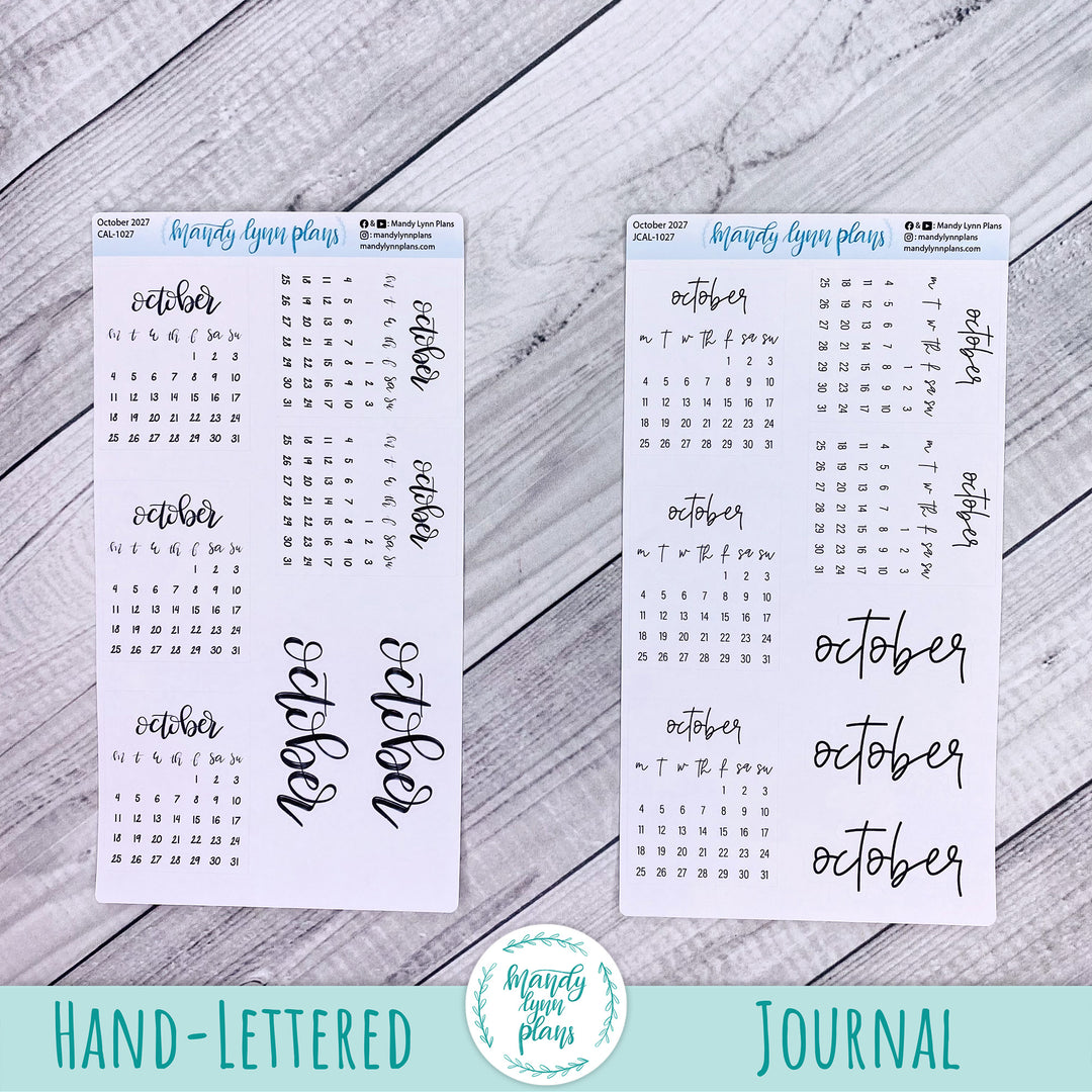 2027 Monthly Calendars || Monday Start
