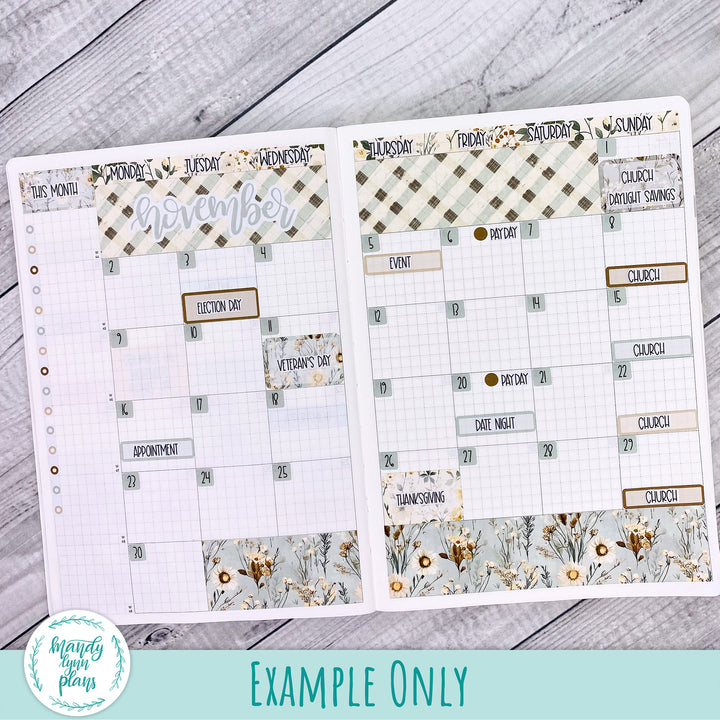 November 2026 or Any Month Monthly Kit || Sterling Ink A5, A5 Slim, B6, B6 Slim, N1, N2 Common Planner || Rustic Grace || 385