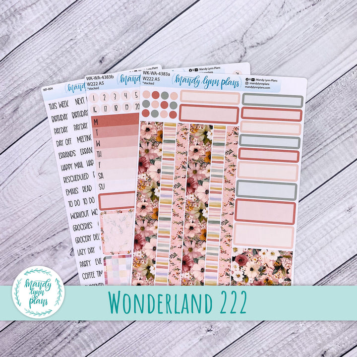 Weekly Kit || Wonderland 222 A5, B6, A6 || Stacked, Unstacked, Horizontal || Burgundy Blush || 383