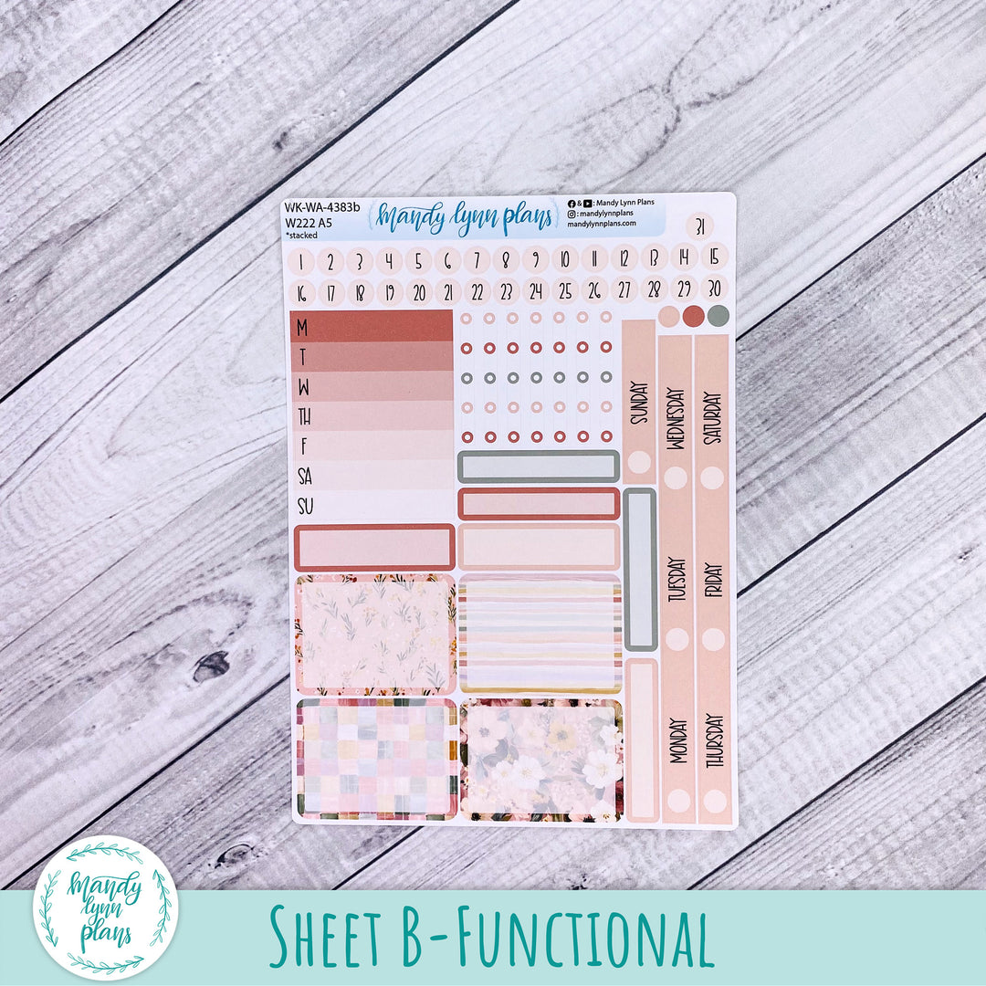 Weekly Kit || Wonderland 222 A5, B6, A6 || Stacked, Unstacked, Horizontal || Burgundy Blush || 383
