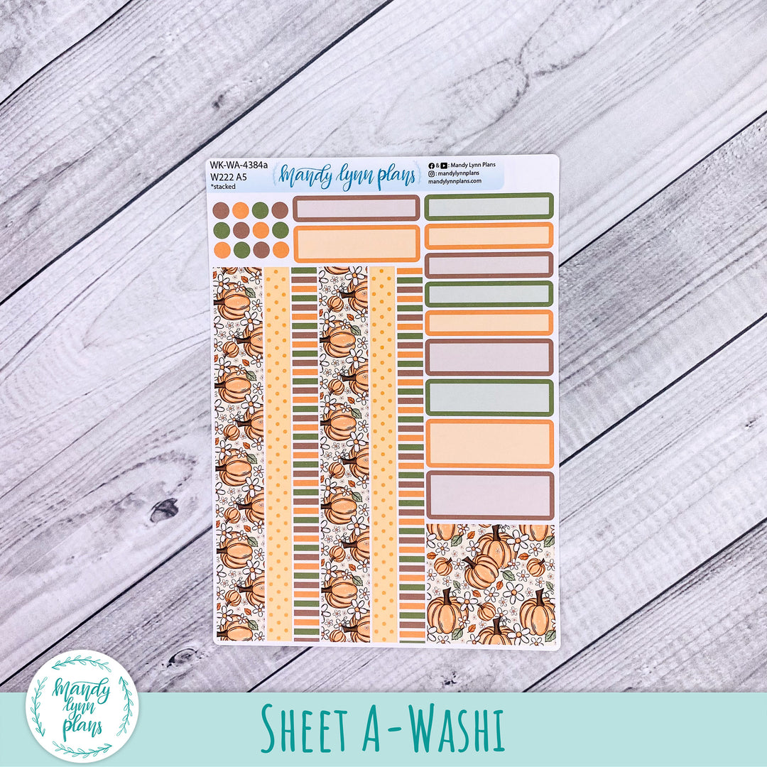Weekly Kit || Wonderland 222 A5, B6, A6 || Stacked, Unstacked, Horizontal || Pumpkins and Daisies || 384