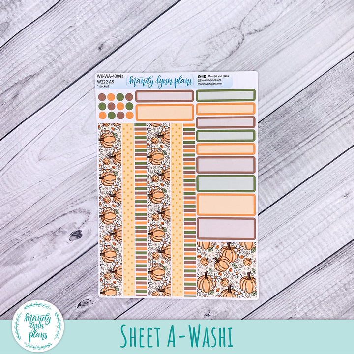Weekly Kit || Wonderland 222 A5, B6, A6 || Stacked, Unstacked, Horizontal || Pumpkins and Daisies || 384