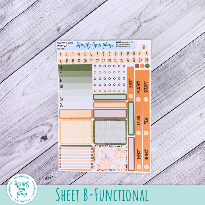 Weekly Kit || Wonderland 222 A5, B6, A6 || Stacked, Unstacked, Horizontal || Pumpkins and Daisies || 384
