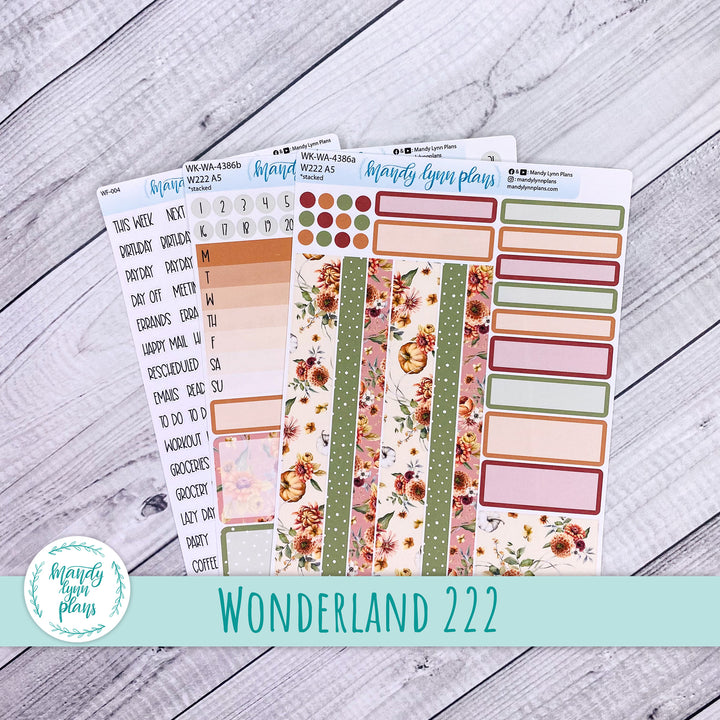 Weekly Kit || Wonderland 222 A5, B6, A6 || Stacked, Unstacked, Horizontal || Autumn Bouquet || 386