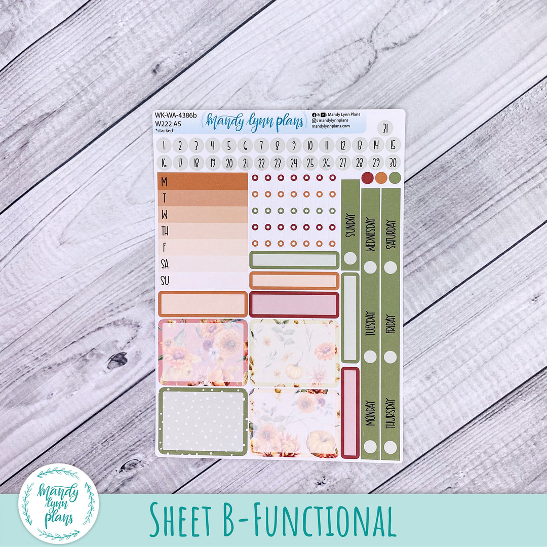 Weekly Kit || Wonderland 222 A5, B6, A6 || Stacked, Unstacked, Horizontal || Autumn Bouquet || 386