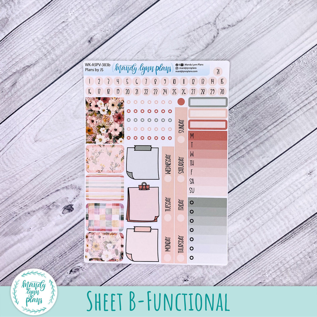 Weekly Kit || A5, B6, A6 Plans by Just Scribble || Burgundy Blush || 383