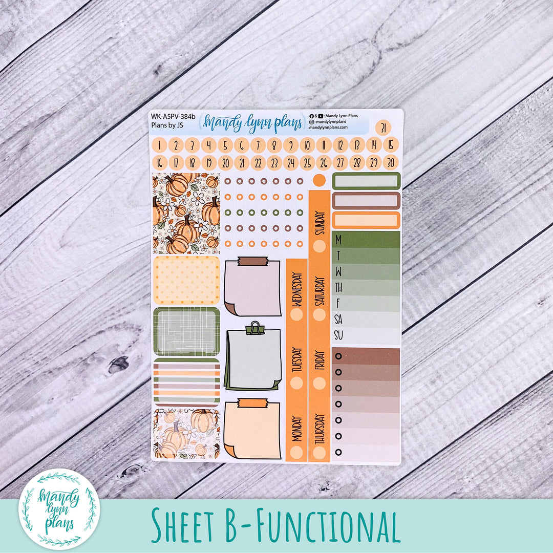 Weekly Kit || A5, B6, A6 Plans by Just Scribble || Pumpkins and Daisies || 384