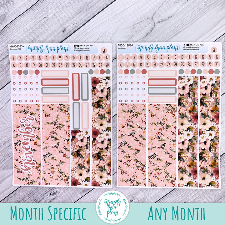 November 2026 or Any Month Monthly Kit || Hobonichi Cousin, Weeks, A6 || Burgundy Blush || 383