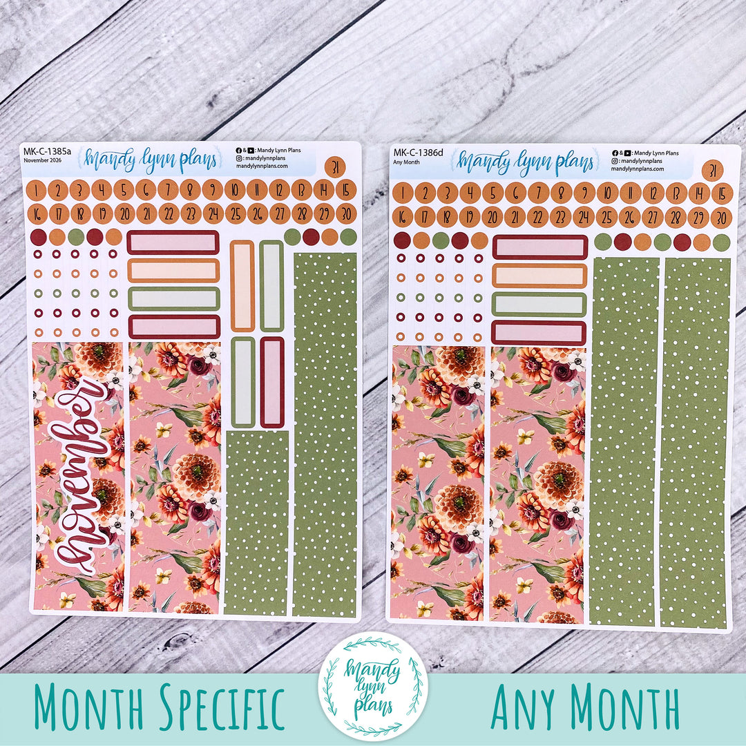 November 2026 or Any Month Monthly Kit || Hobonichi Cousin, Weeks, A6 || Autumn Bouquet || 386