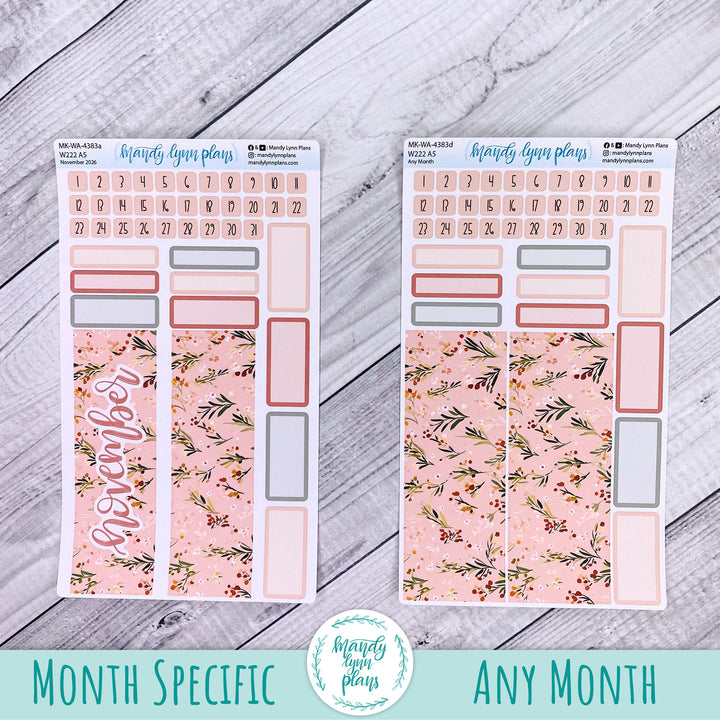 November 2026 or Any Month Monthly Kit || Wonderland 222 A5, B6, A6 || Burgundy Blush || 383
