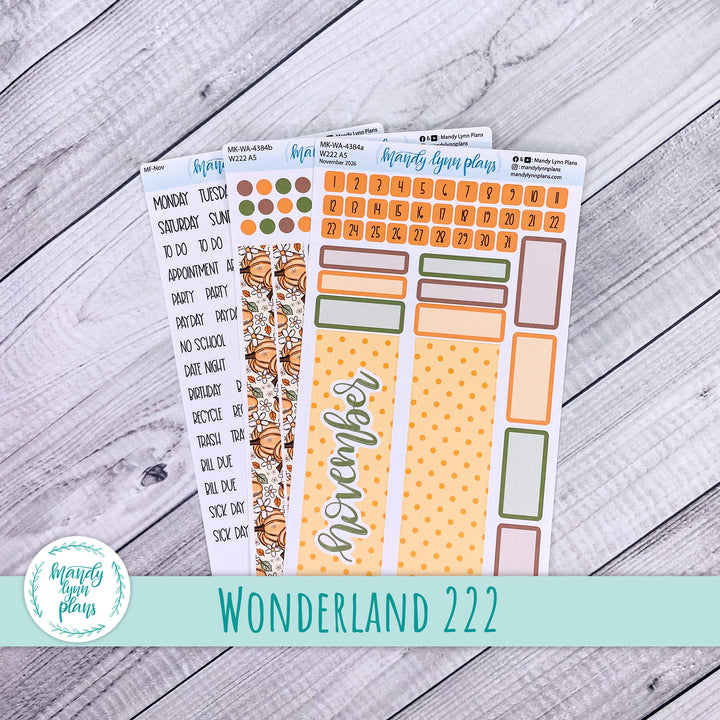November 2026 or Any Month Monthly Kit || Wonderland 222 A5, B6, A6 || Pumpkins and Daisies || 384