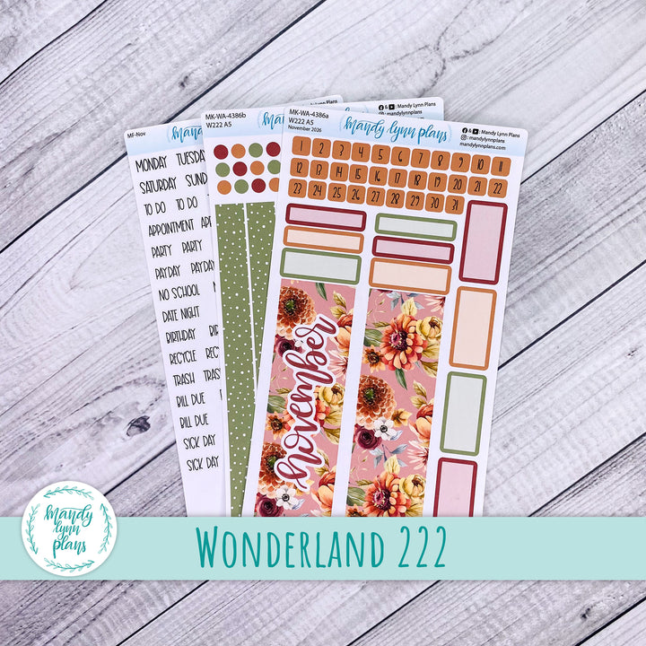 November 2026 or Any Month Monthly Kit || Wonderland 222 A5, B6, A6 || Autumn Bouquet || 386