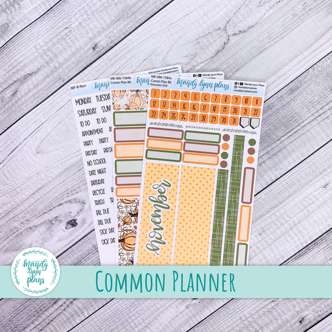 November 2026 or Any Month Monthly Kit || Sterling Ink A5, A5 Slim, B6, B6 Slim, N1, N2 Common Planner || Pumpkins and Daisies || 384