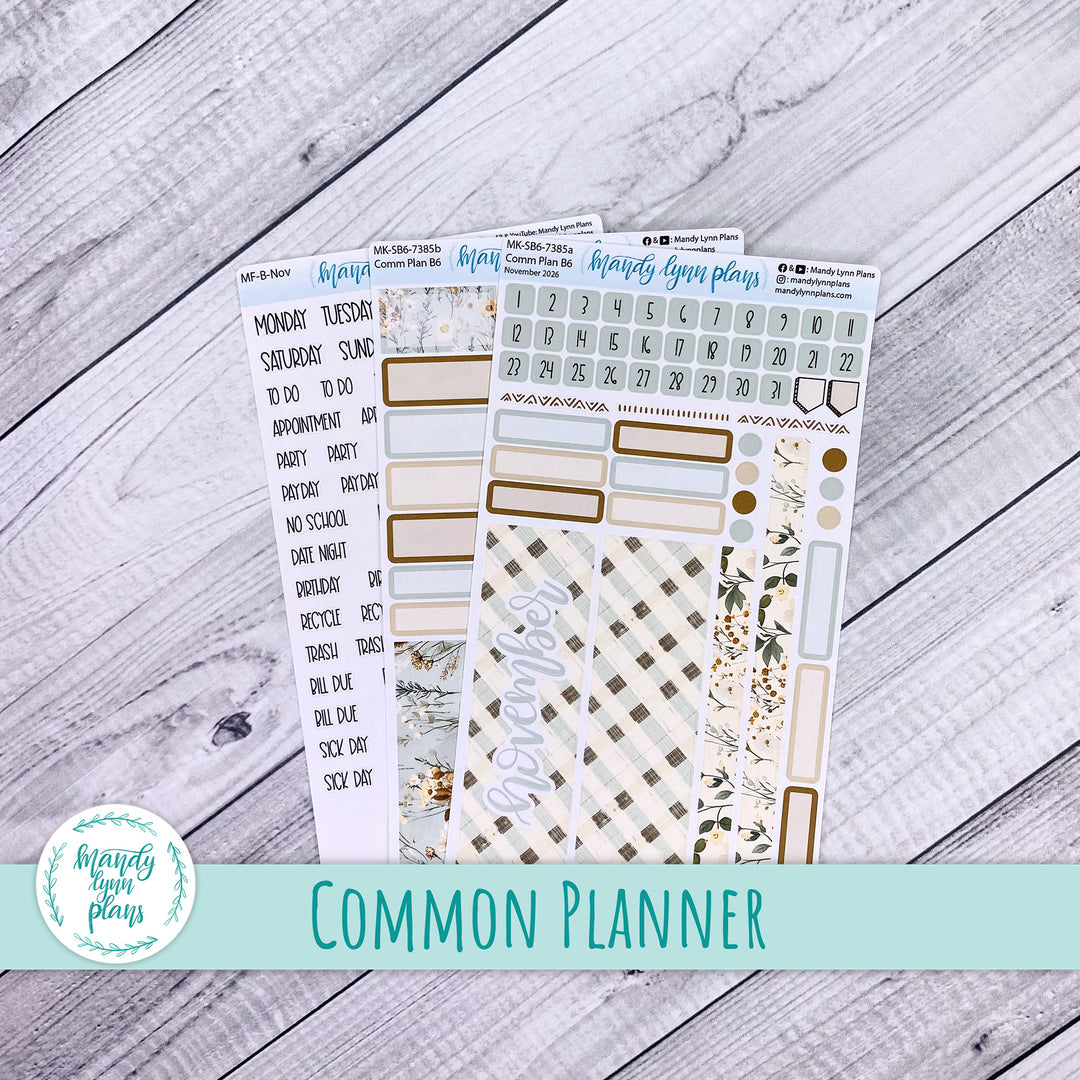 November 2026 or Any Month Monthly Kit || Sterling Ink A5, A5 Slim, B6, B6 Slim, N1, N2 Common Planner || Rustic Grace || 385