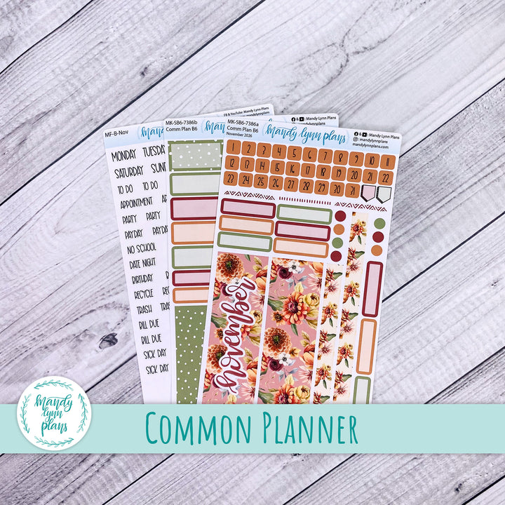 November 2026 or Any Month Monthly Kit || Sterling Ink A5, A5 Slim, B6, B6 Slim, N1, N2 Common Planner || Autumn Bouquet || 386