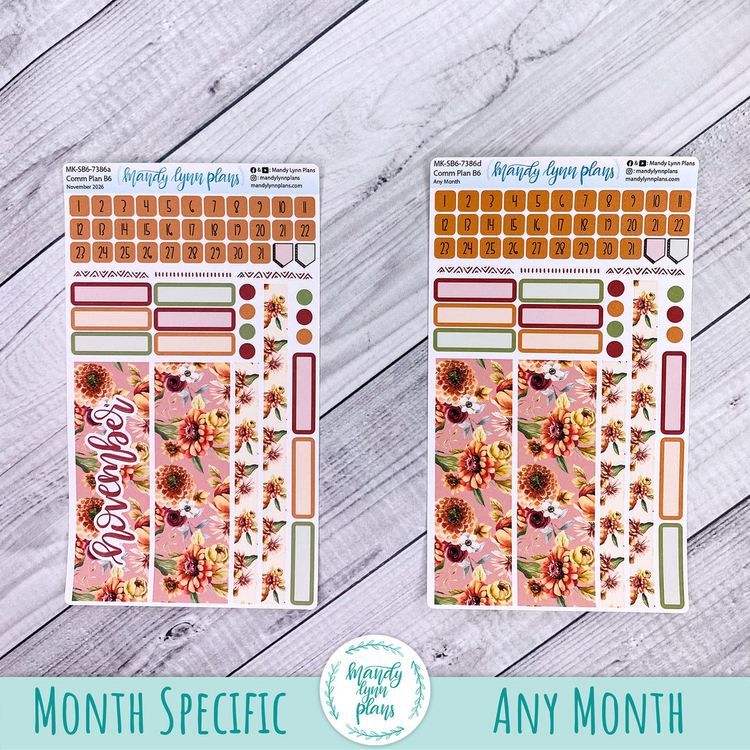 November 2026 or Any Month Monthly Kit || Sterling Ink A5, A5 Slim, B6, B6 Slim, N1, N2 Common Planner || Autumn Bouquet || 386