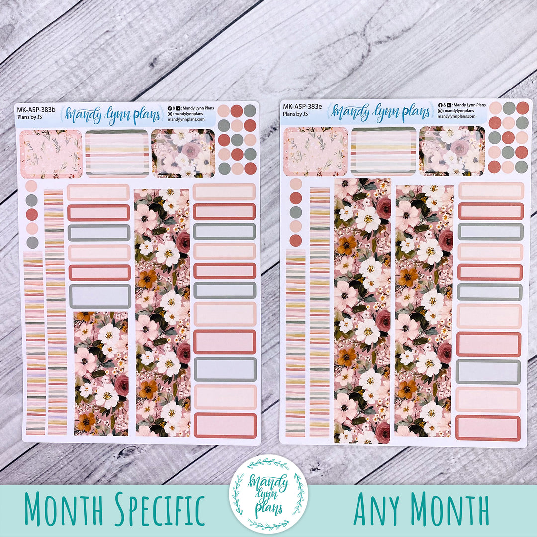 November 2026 or Any Month Monthly Kit || A5, B6, A6 Plans by Just Scribble || Burgundy Blush || 383