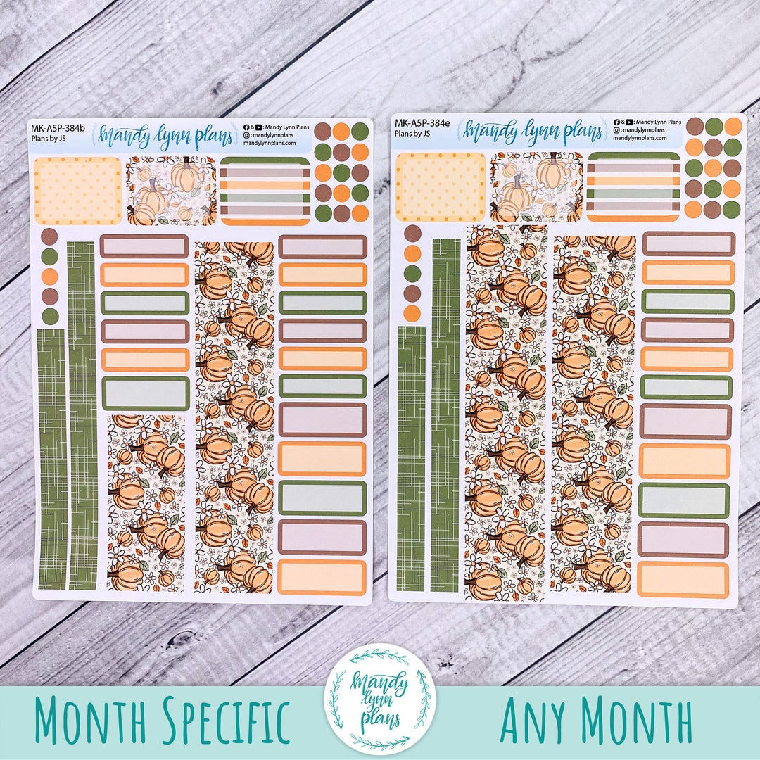 November 2026 or Any Month Monthly Kit || A5, B6, A6 Plans by Just Scribble || Pumpkins and Daisies || 384