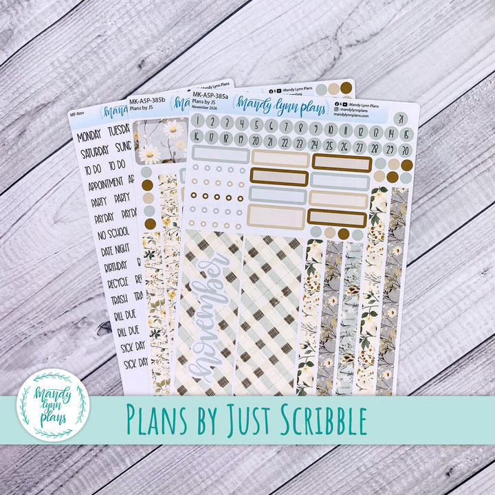 November 2026 or Any Month Monthly Kit || A5, B6, A6 Plans by Just Scribble || Rustic Grace || 385
