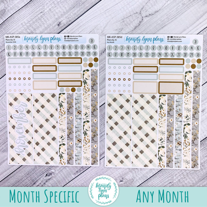 November 2026 or Any Month Monthly Kit || A5, B6, A6 Plans by Just Scribble || Rustic Grace || 385